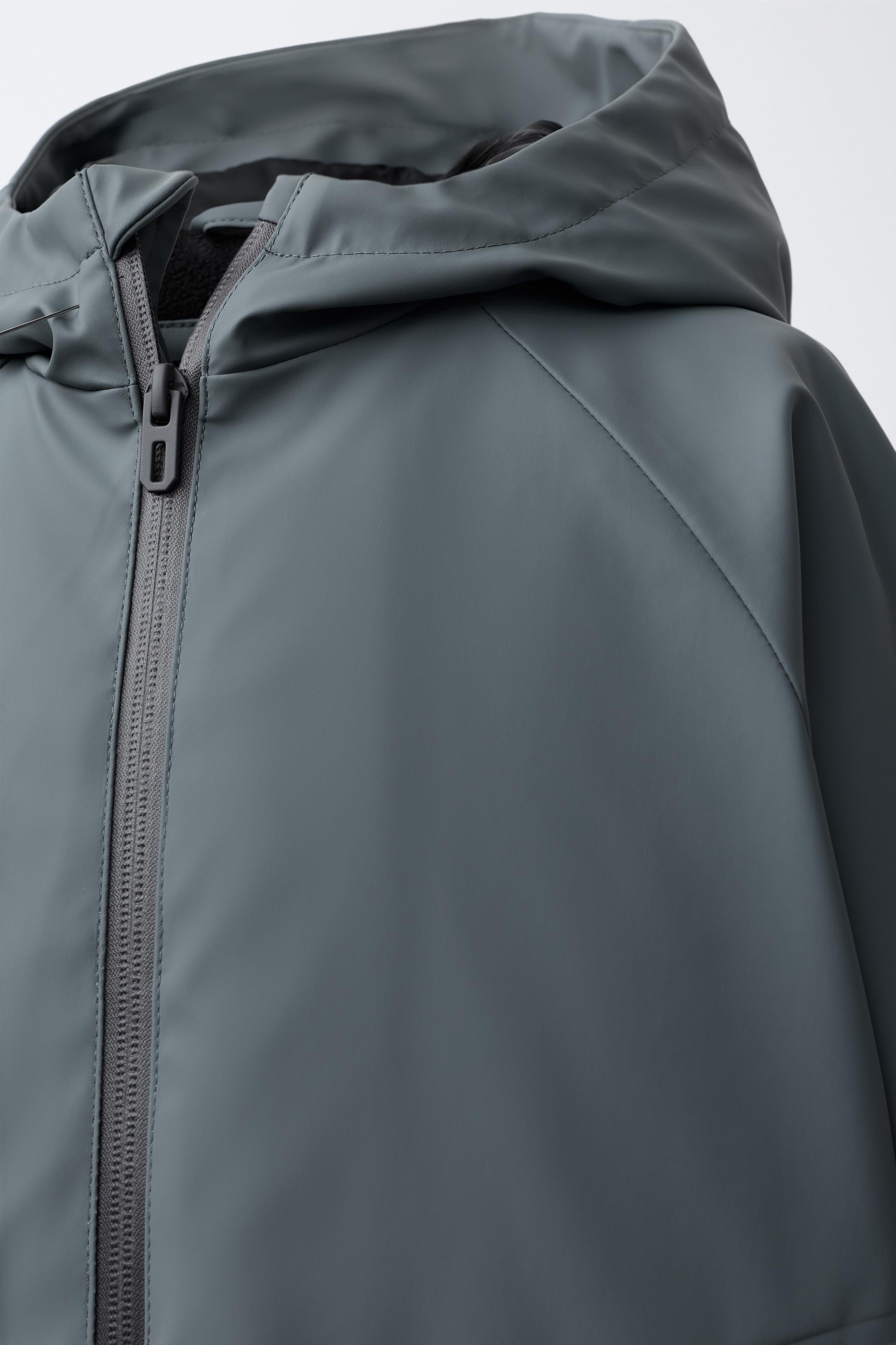 WATER RESISTANT RUBBERIZED FLEECE LINED RAINCOAT